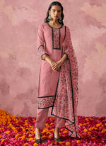 Thumbnail for Vegaa Fashion Light Pink Georgette Embroidered Salwar Suit