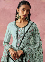 Thumbnail for Vegaa Fashion Sky Blue Georgette Embroidered Salwar Suit