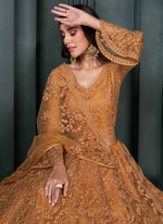 Thumbnail for Vegaa Fashion Designer Orange Net Embroidery Bridal Lehenga