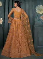 Thumbnail for Vegaa Fashion Designer Orange Net Embroidery Bridal Lehenga