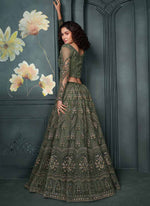 Thumbnail for Vegaa Fashion Designer Mehendi Net Embroidery Bridal Lehenga