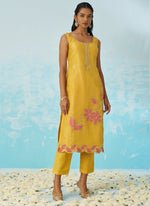 Thumbnail for Vegaa Fashion Yellow Silk Embroidered Designer Salwar Suit