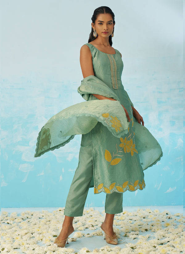 Vegaa Fashion Light Green Silk Embroidered Designer Salwar Suit