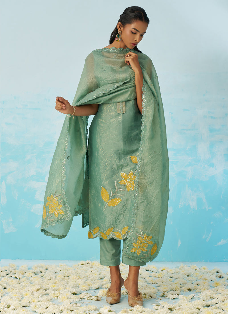 Vegaa Fashion Light Green Silk Embroidered Designer Salwar Suit