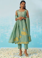 Thumbnail for Vegaa Fashion Light Green Silk Embroidered Designer Salwar Suit