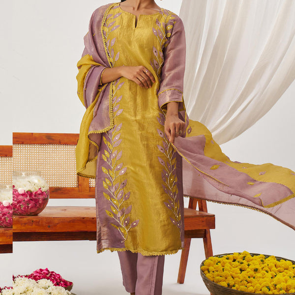 Vegaa Fashion Yellow Organza Embroidered Party Wear Suit - Distacart