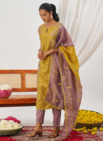 Thumbnail for Vegaa Fashion Yellow Organza Embroidered Party Wear Suit - Distacart