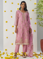 Thumbnail for Vegaa Fashion Baby Pink Organza Embroidered Salwar Suit