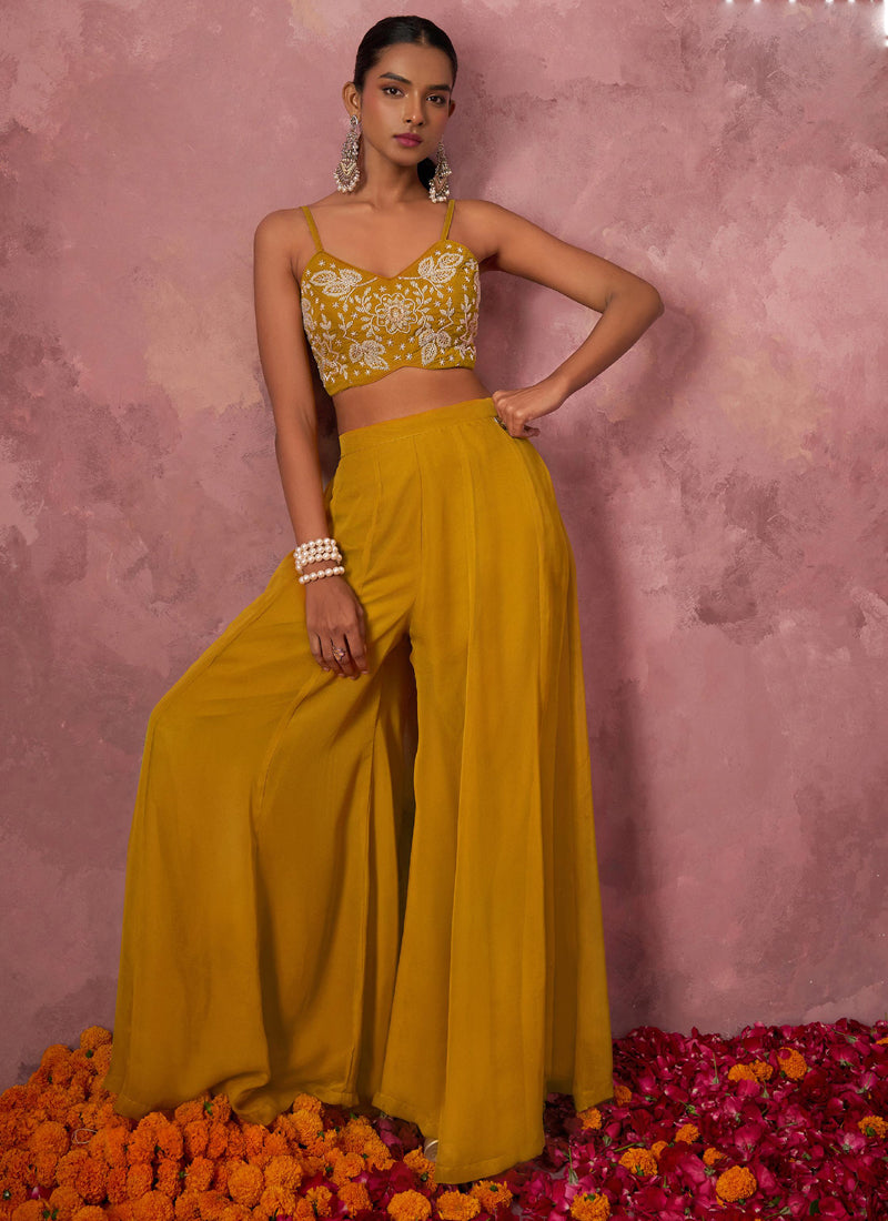 Vegaa Fashion Yellow Georgette Handwork Western Wear Suit