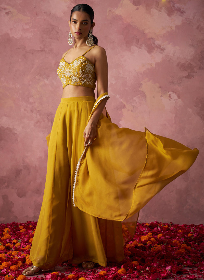 Vegaa Fashion Yellow Georgette Handwork Western Wear Suit