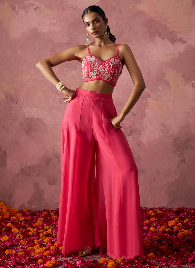 Vegaa Fashion Pink Georgette Handwork Western Wear Suit