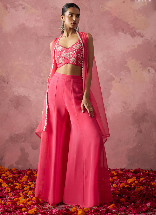 Vegaa Fashion Pink Georgette Handwork Western Wear Suit