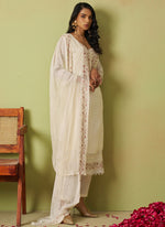 Thumbnail for Vegaa Fashion Off White Pure Organza Embroidered Salwar Suit