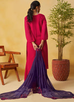 Thumbnail for Vegaa Fashion Red Organza Embroidered And Handwork Palazzo Suit - Distacart