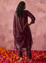 Thumbnail for Vegaa Fashion Wine Georgette Embroidered Designer Salwar Suit - Distacart