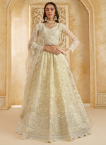 Thumbnail for Vegaa Fashion Off White Net Thread Work Wedding Lehenga