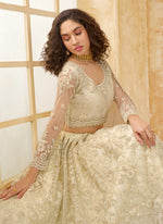Thumbnail for Vegaa Fashion Off White Net Thread Work Wedding Lehenga