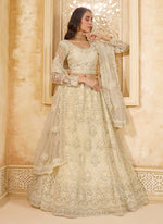 Thumbnail for Vegaa Fashion Off White Net Thread Work Wedding Lehenga