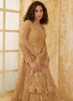 Thumbnail for Vegaa Fashion Beige Net Thread Work Wedding Lehenga