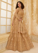 Thumbnail for Vegaa Fashion Beige Net Thread Work Wedding Lehenga