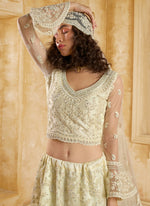 Thumbnail for Vegaa Fashion Off White Net Thread Work Wedding Lehenga