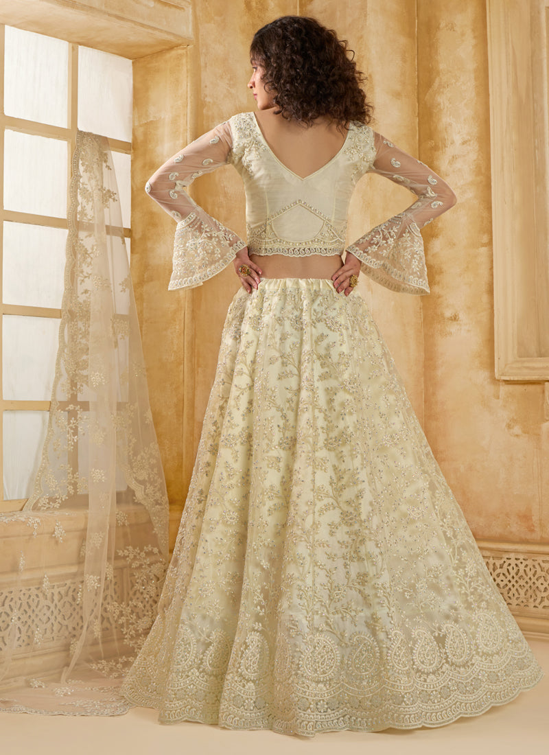 Vegaa Fashion Off White Net Thread Work Wedding Lehenga