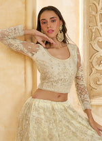 Thumbnail for Vegaa Fashion Off White Net Thread Work Wedding Lehenga