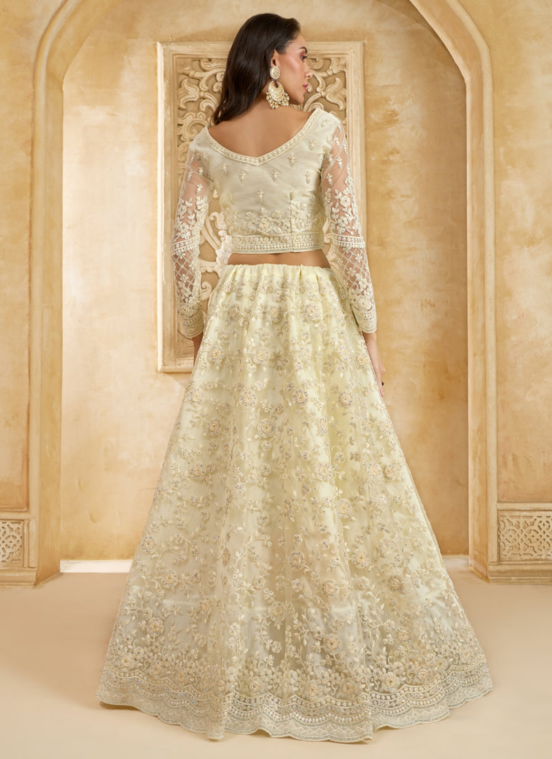 Vegaa Fashion Off White Net Thread Work Wedding Lehenga