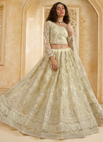 Thumbnail for Vegaa Fashion Off White Net Thread Work Wedding Lehenga