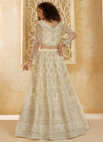 Thumbnail for Vegaa Fashion Off White Net Thread Work Wedding Lehenga