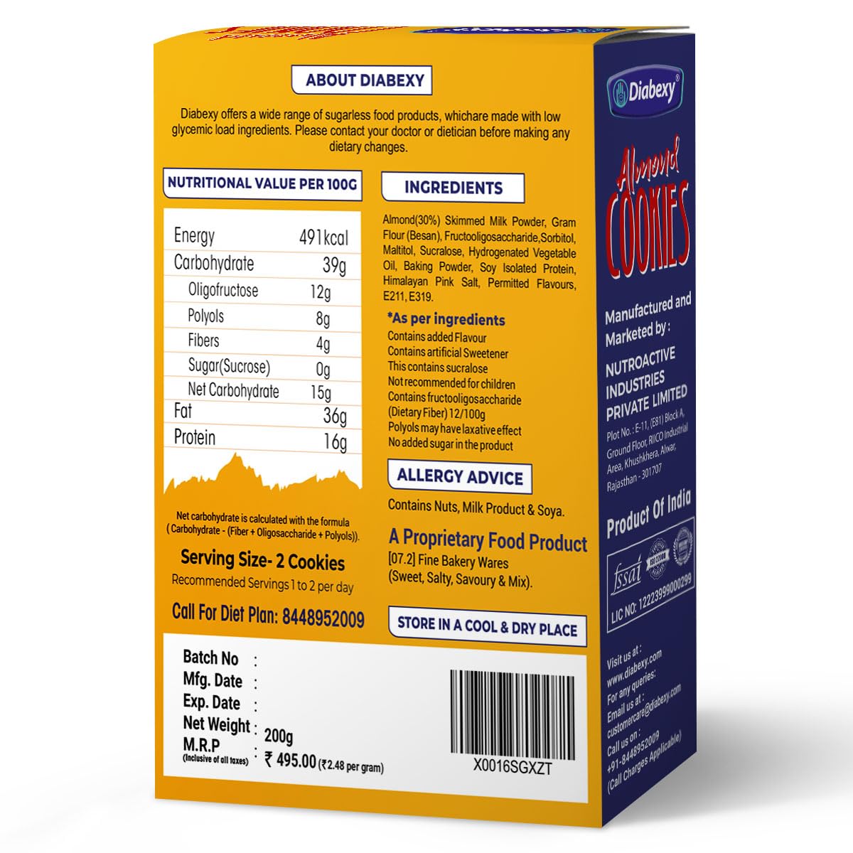 Diabexy Almond Cookies Sugar Control for Diabetes