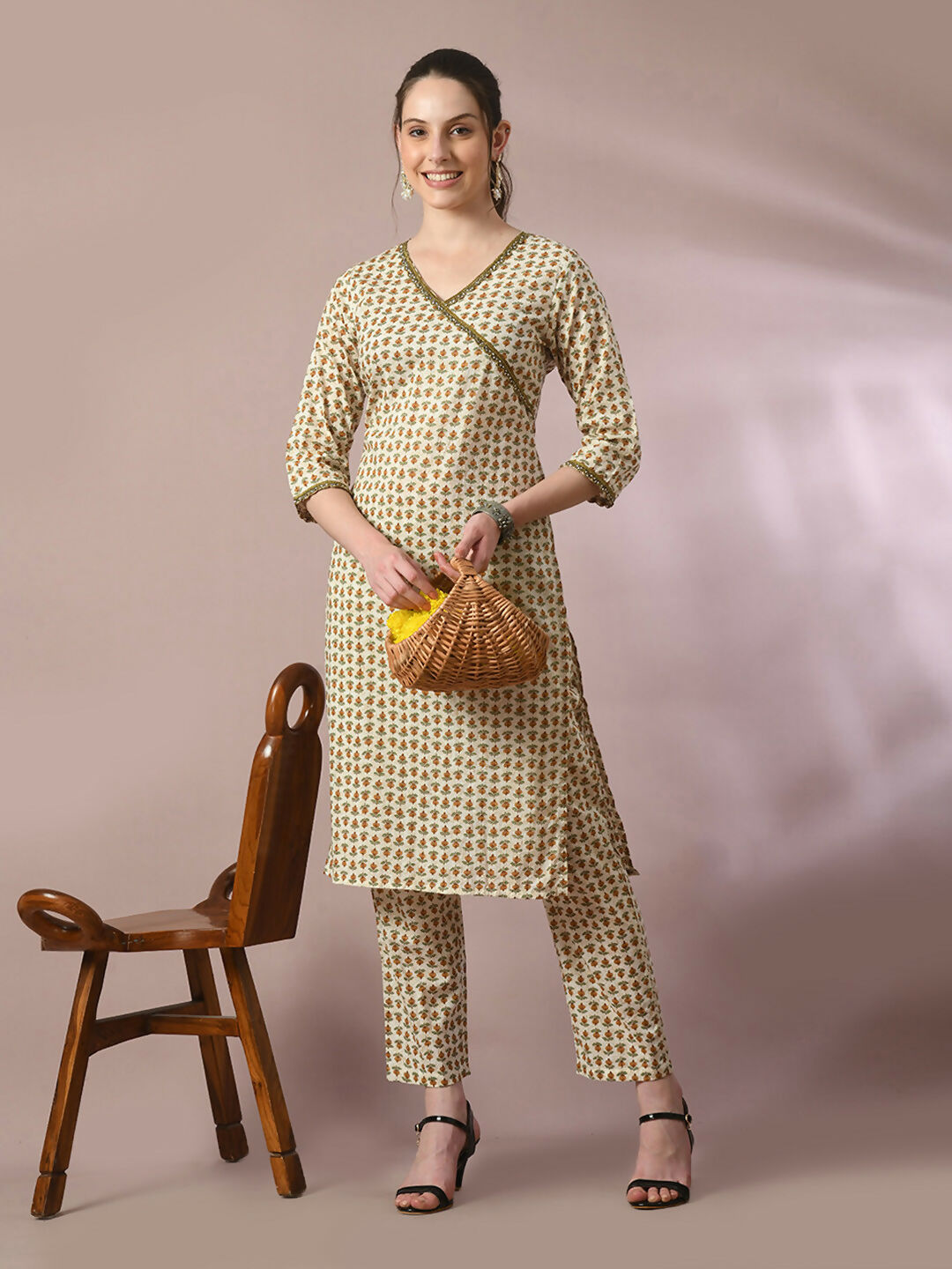 Myshka Women's Multi Printed Cotton Straight Party Kurta Set - Distacart