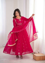 Thumbnail for Teeya Creation Rani Faux Georgette Embroidery Work Wedding Wear Gown - Distacart