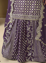 Thumbnail for Vegaa Fashion Purple Art Silk Embroidered Lehenga Style Suit