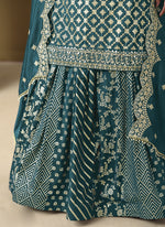 Thumbnail for Vegaa Fashion Turquoise Art Silk Embroidered Lehenga Style Suit