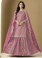Thumbnail for Vegaa Fashion Onion Pink Art Silk Embroidered Lehenga Style Suit