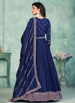 Thumbnail for Vegaa Fashion Blue Art Silk Embroidered Anarkali Suit
