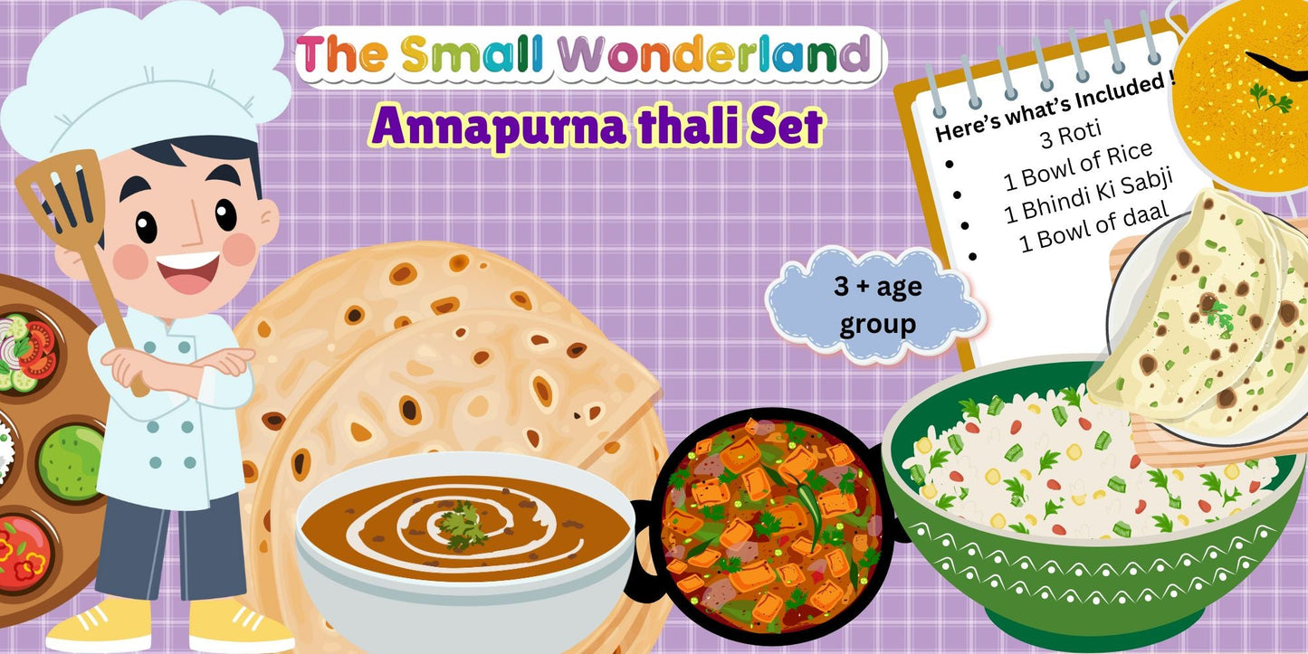 The Small Wonderland Annapurna Thali Pretend Play Set -Roti,Daal ,Rice ,bhindi ki sabji - Indian Food Inspired Pretend Play toys - Distacart