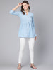 Antaran Light Blue Pure Cotton Printed Tunic - Distacart