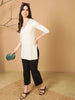 Antaran Off White Cotton Flex Embroidered Tunic - Distacart