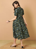 Thumbnail for Antaran Blue Pure Cotton Tiered Printed Dress - Distacart
