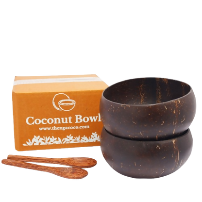 Thenga Handmade Jumbo Coconut Shell Bowls with Spoons - Dista