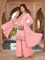 Thumbnail for Teeya Creation Womens New Georgette Silk With Heavy Embroiedery With Sequence Work Kurta Set - Dista
