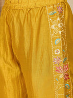 Thumbnail for Joban Fashion Women Mustard Roman Silk Embroidered Stitched Kurta Set - Distacart