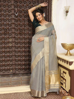 Thumbnail for Astita Grey Cotton Saree