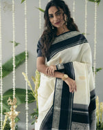 Thumbnail for Preksha Creation Banarasi Soft Silk Women White Saree - Distacart