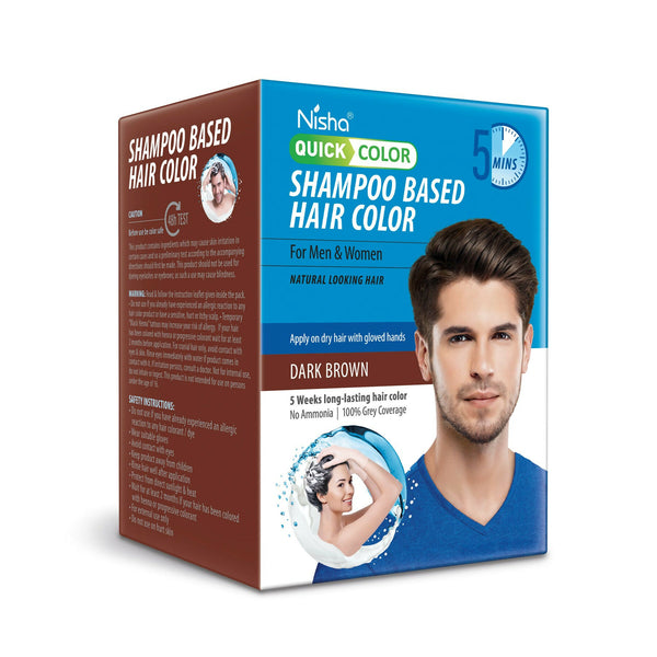Nisha Quick Color Shampoo Hair Color,Dark Brown - Distacart