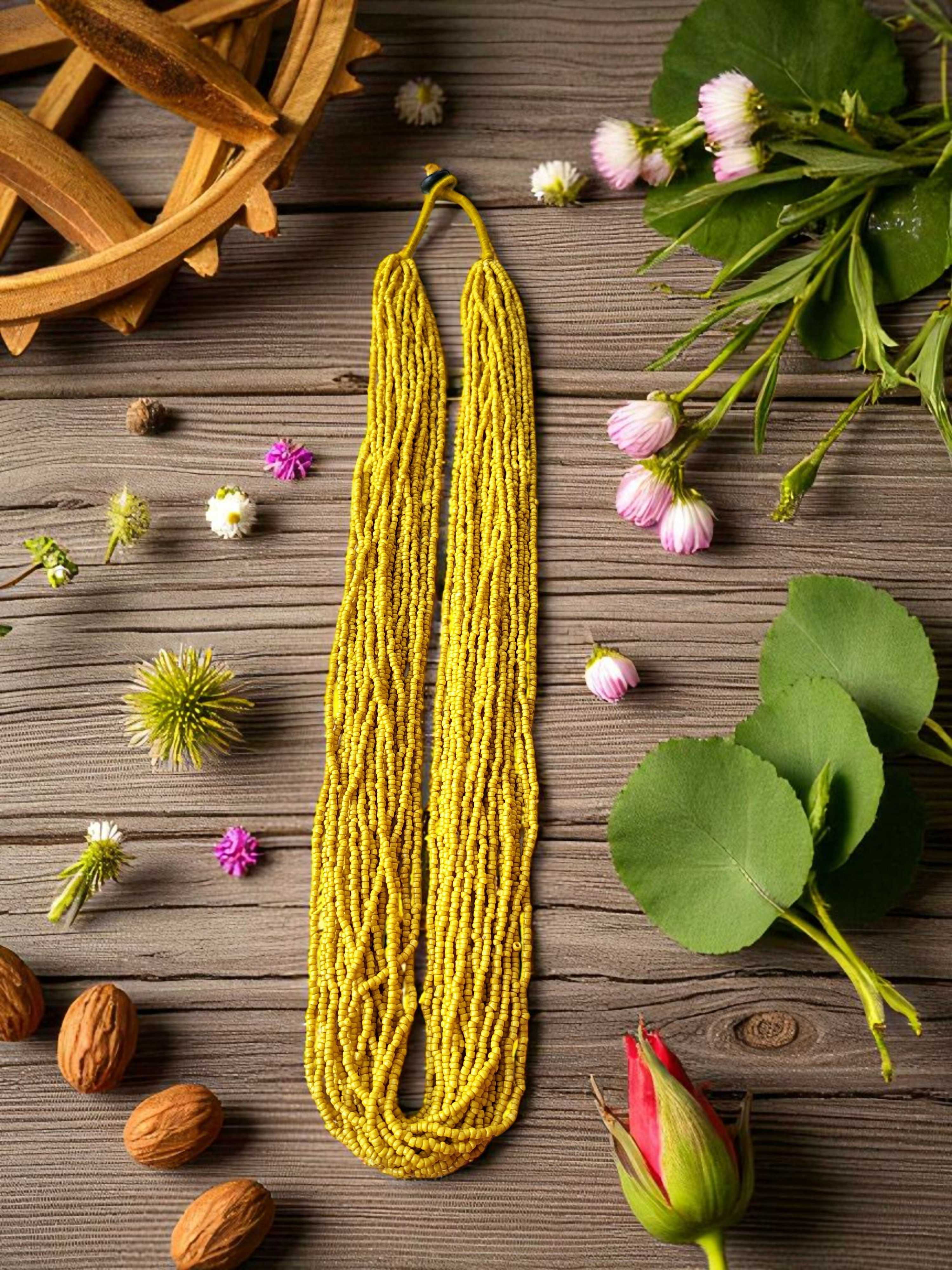 Inhanns Rangsaaz 20-Layer Luxe Long Beaded Only Necklace - Yellow Only Necklace - Distacart