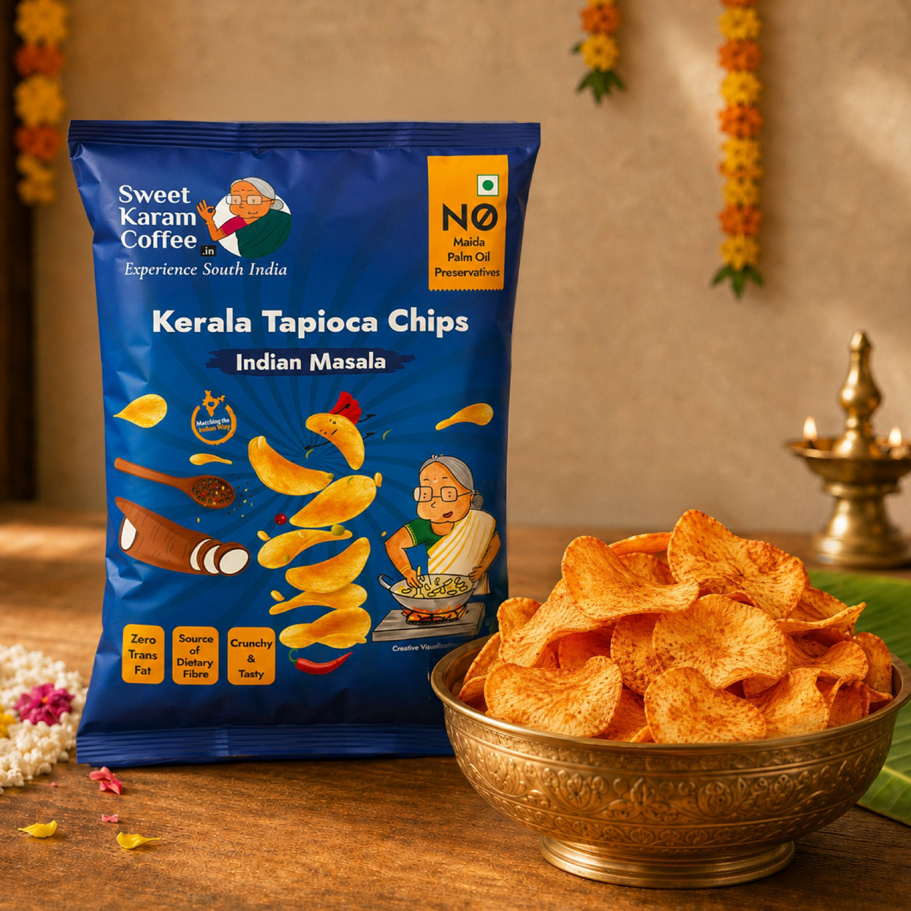 Sweet Karam Coffee Indian Masala Tapioca Chips - Dista