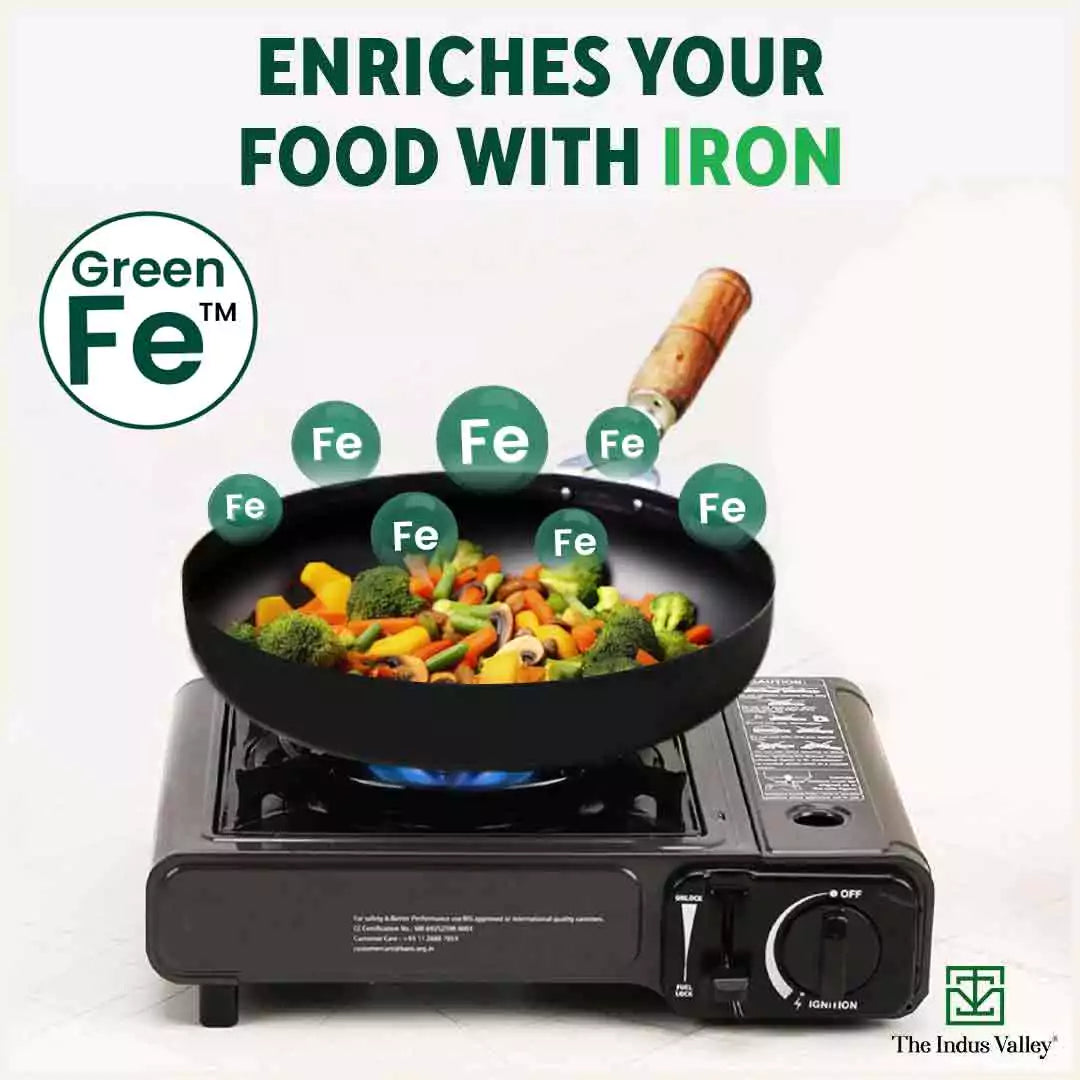 The Indus Valley 100% Pure Iron Cookware Set: Kadai+ Tawa+ Fry Pan, Toxin-free Sheet Iron, Pre-seasoned, Induction & Gas, Kitchen Set for Home, Tadka Pan - Distacart